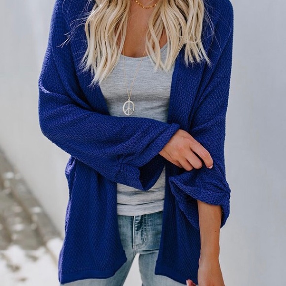 Sweaters - {Abigail} Blue Cute Trendy Knit Cardigan - Blue